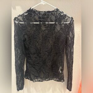 Black Lace Long Sleeve Top